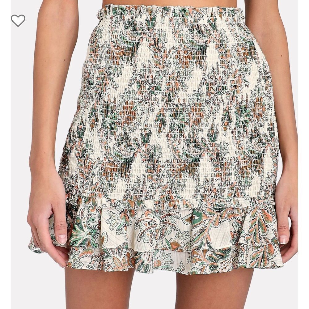 NWOT. Veronica Beard Melodie Smocked Floral Mini Skirt - Picture 3 of 5